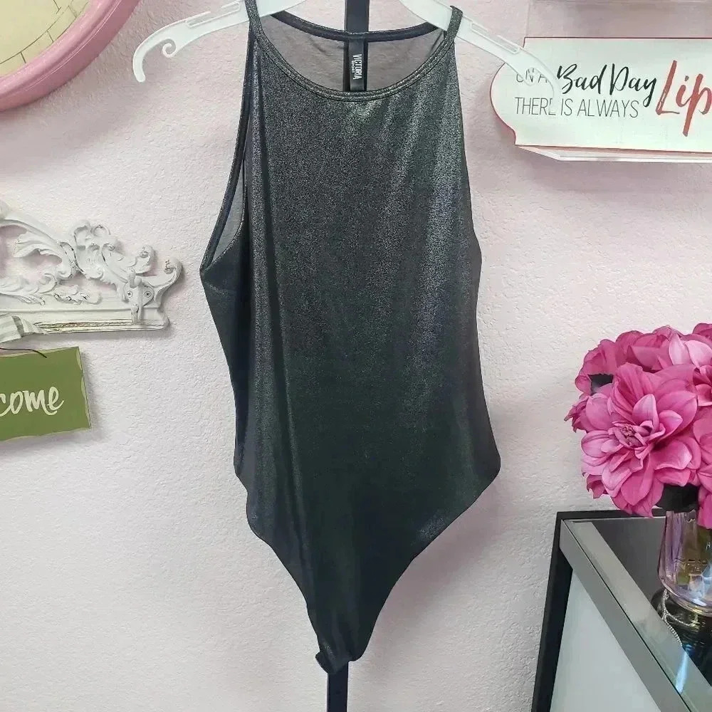 Victoria Sport Shimmer Sheer Back Bodysuit